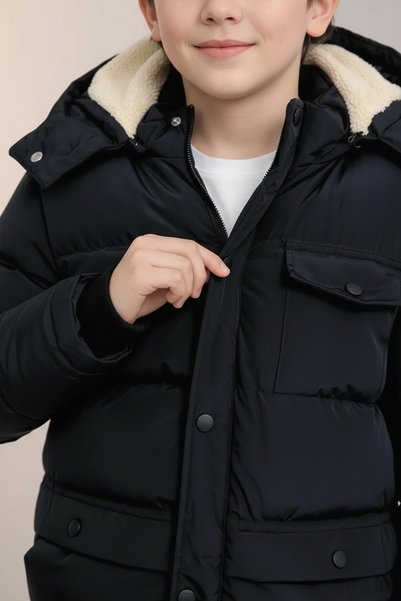 Lovrel Boy's Winter Thick Fiber Filling Inner Fleece Lined Hooded Boys' Coat Jacket