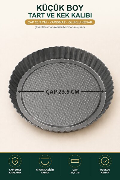 viracasa Çıkarılabilir Tabanlı Tart ve Kek Kalıbı Küçük 23,5 cm Yapışmaz Oluk...