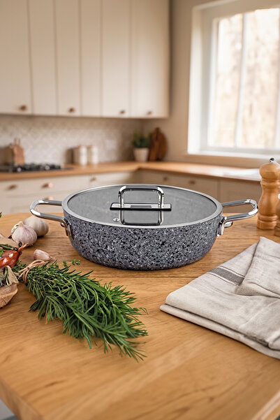 Zest Peakstone Basık Tencere 26 cm Gri