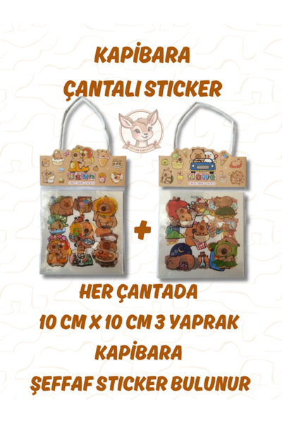 Ceylan Kırtasiye Kapibara Çantalı Şeffaf Sticker Capybara Sticker Defter Lapt...