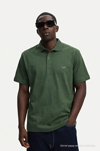 DAMGA JEANS Men's Summer Loose Khaki Polo Collar T-Shirt