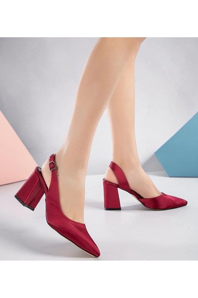 Chic Via Via Burgundy Satin Women's Heeled Shoes