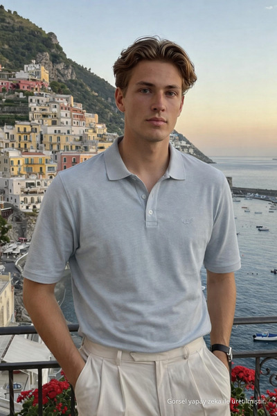 DAMGA JEANS Ανδρικό μπλουζάκι Basic 100% Βαμβάκι Grey Polo με λαιμόκοψη