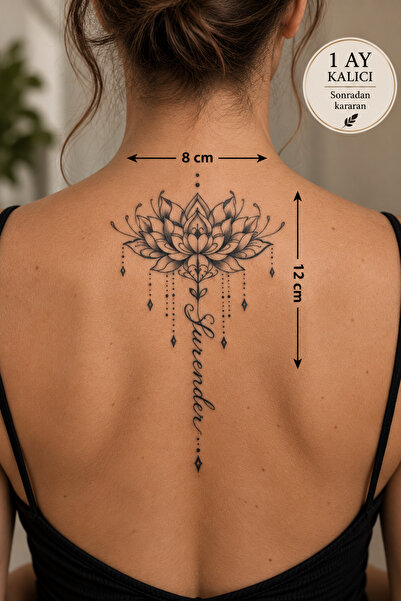 SONRADAN KARARAN 2-4 HAFTA KALICI LOTUS SIRT DÖVMESİ TATTOO KÜÇÜK BOY