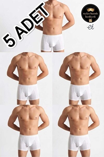 Tutku Men's White 5-Pack Cotton Lycra Boxers - Flexible, Sweat-Absorbing Dail...