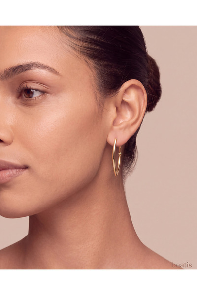 Beatis Gold Color Pointed Tip V Shape Geometric Hoop Earrings