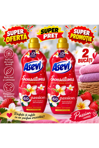 ASEVI Συσκευασία 2 τεμαχίων Sensations Passion – Συμπυκνωμένο Μαλακτικό Ρούχω...