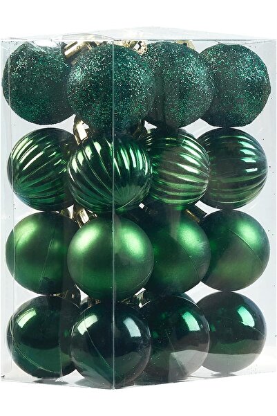 Generic Christmas Tree Ornaments, Dark Green Shatterproof Balls, 24 Piece Set...