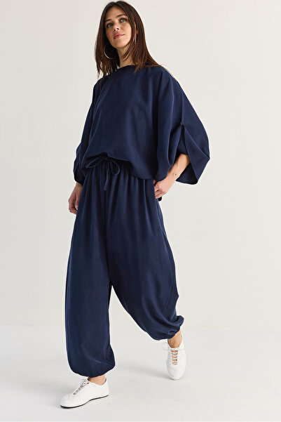 Bianco Lucci Women's Navy Blue Bat Sleeve Oversize Blouse Shalwar Trousers Mo...