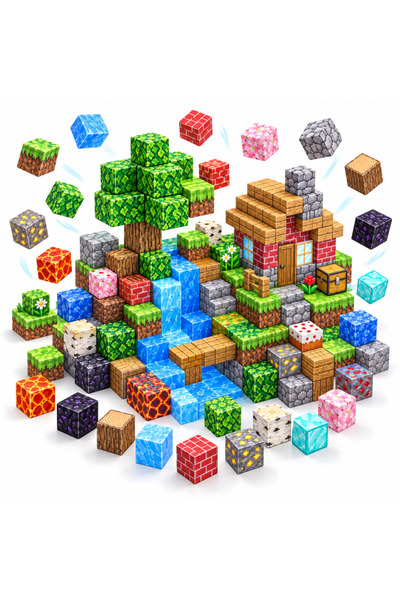 RCO Set 60 cuburi magnetice tip Minecraft – jucarie STEM de construit pentru ...
