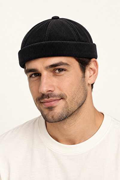 CosmoOutlet Men's Slim Corduroy Docker Hat with Velcro Adjustable Brimless Be...