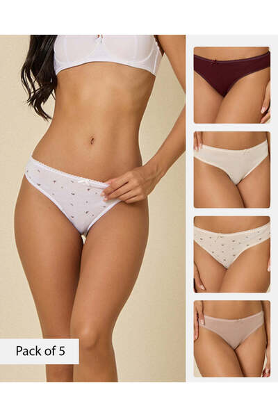 REDTAG سراويل داخلية نسائية متنوعة عالية الساق (عبوة من 5 قطع)