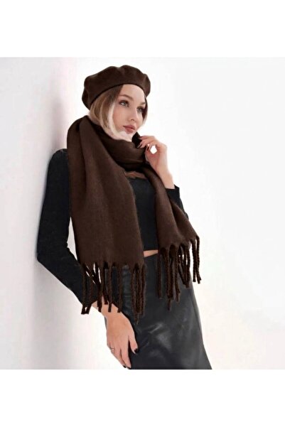 ALDAIYR Premium Soft Buklet Atkı French Painter Beret 2-Piece Combination
