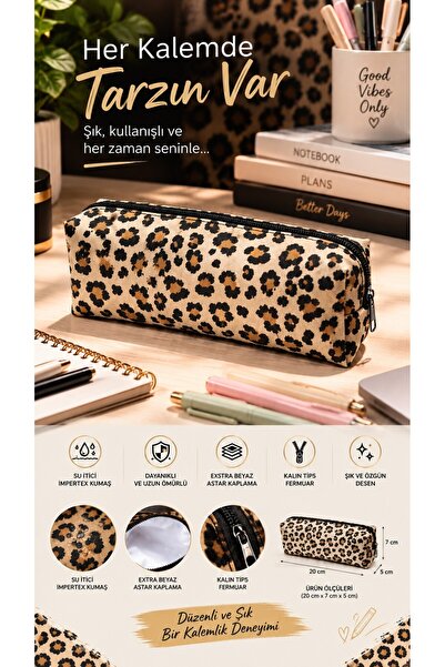 BYBAG Leopard Patterned Pen Holder Water Repellent Impertex Fabric Thick Type...