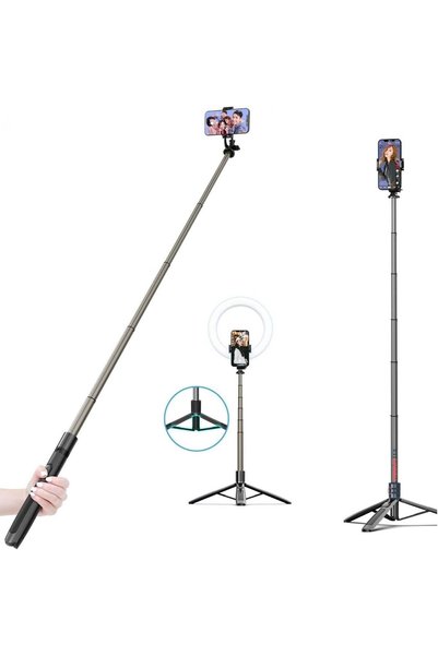 Q6 Katlanabilir Çok Fonksiyonlu Selfie Tripod Vlog Uzaktan Kumandalı 4 in 1 Android Ios