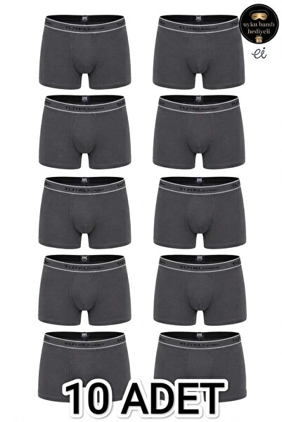 Tutku Men's 10-Pack Anthracite Cotton Lycra Sports Boxers - Special Productio...