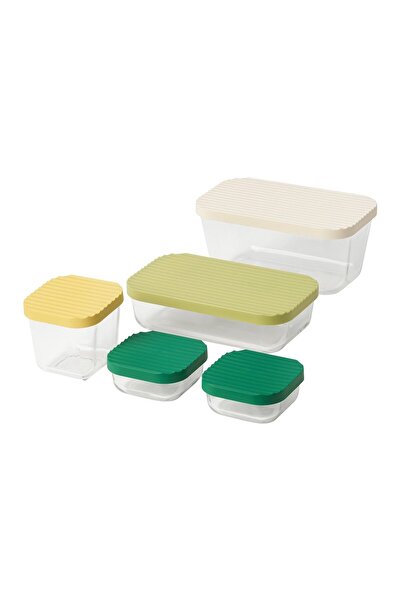 IKEA Havstobıs Glass Storage Container Set Transparent-Multi-Color Set of 5