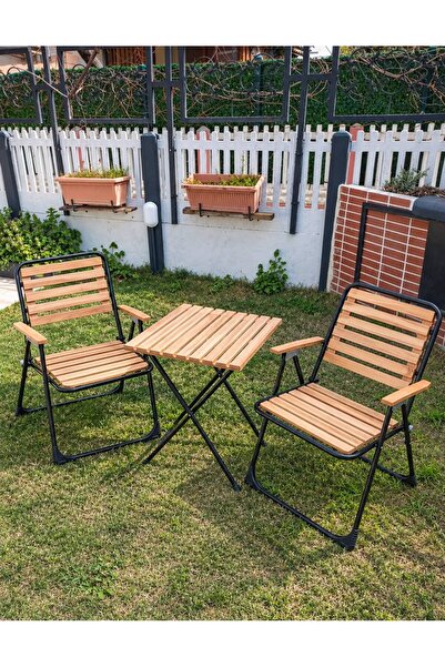 Wooden City Bistro Set Bahçe Mobilyasi 3 Lü Set Piknik Kamp Sandalyesi Katlan...