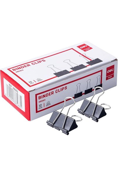 Deli E38563 Binder Clips 12-Pack, 32 mm Size