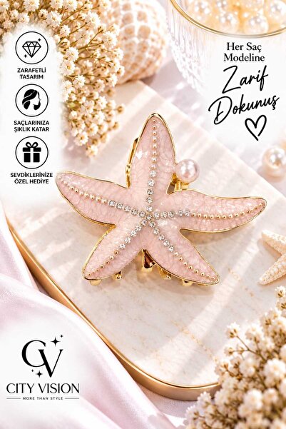 cityvision Stoned Starfish Model Beige Color Metal Hair Clip - Medium Size 6....