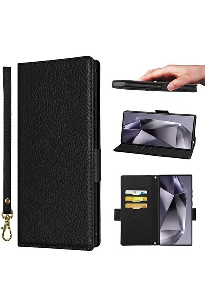 GENERAL For Samsung Galaxy S25 Ultra Wallet Case Microfiber Leather RFID Bloc...