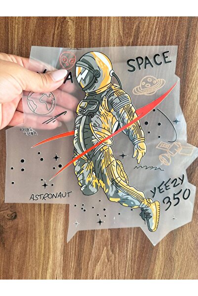 Gönülden Tasarım 22X22 cm Iron-On Astronaut Transfer Print Arma