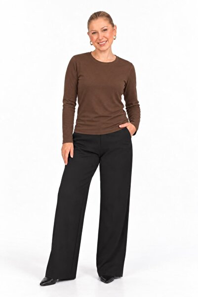 Serpirella Butik Crew Neck Long Sleeve Basic Blouse