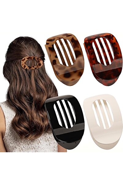GENERAL 4 PCS Flat Hair Clips, Round Lay Down Hair Claw Clips for Women Girls...