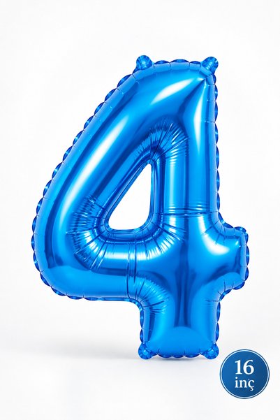 Atölye Mi 4 Yaş Mavi Rakam Folyo Balon 16 inç 40cm