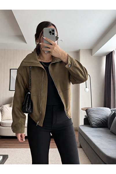 Ekim Store Zippered Suede Jacket with Pockets