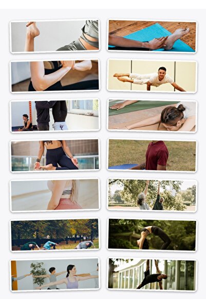 OEM Pachet Stickere cu tematica yoga, 14 autocolante relaxante, Vinyl imperme...