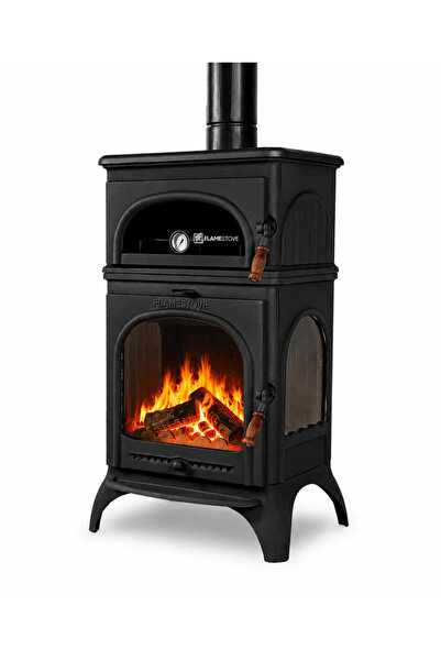 flamestove Flame Stove FS-024 Kuzineli 3 Tarafı Camlı Komple Pik Döküm Şömine...