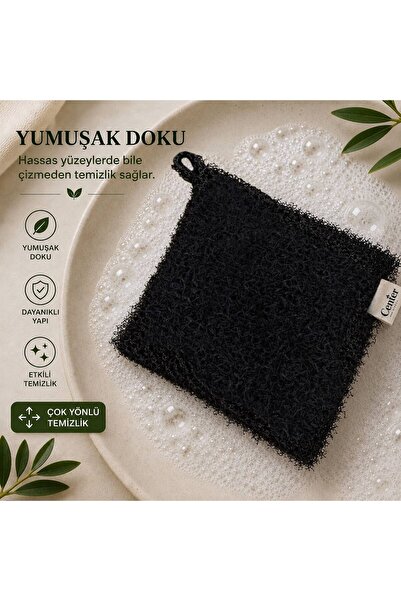 centerstore Çok Amaçlı Premium Bulaşık Lifi Siyah 14x14 cm