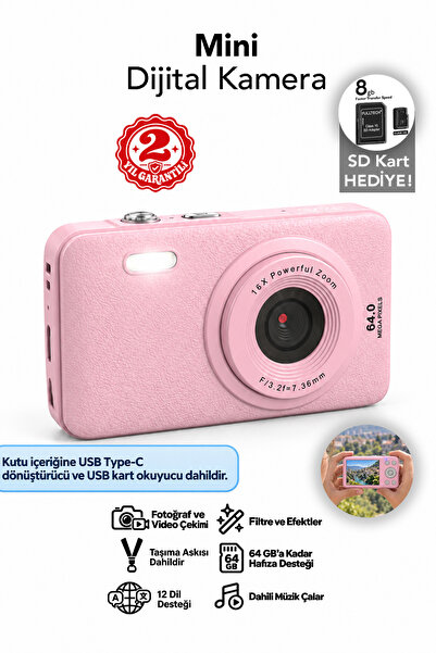mimtec Mini Dijital Fotoğraf Makinası - 2.8" HD Ekran 12 Farklı Dil Seçenekli...
