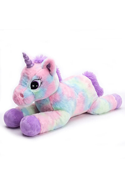 Feyza Oyuncak Yatan Renkli Unicorn Peluş 100 cm | 3+ Yaş | 1 Adet | Duygusal ...