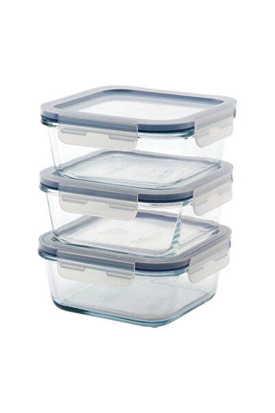 IKEA Glass Storage Container Set Glass 600 ml Square Set of 3