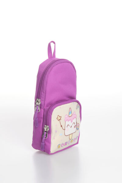 Roxbros Purple Pen Holder with Ice Cream Figure, Transparent Pockets and 2 Compartments
