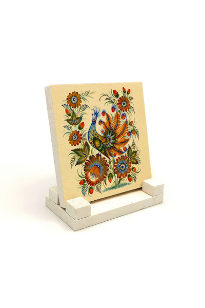 Sadrazam Peacock Printed Natural Stone Tabletop