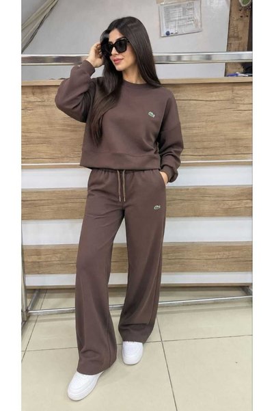 Kadın Salaş Eşofman Takımı Lakos Sweatshirt Pantalon Rahat Günlük İkili Takım