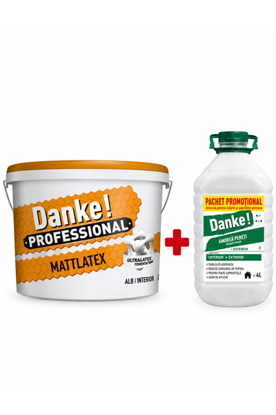 Danke Vopsea lavabila interior Mattlatex, alb, 15 l + amorsa 4 l