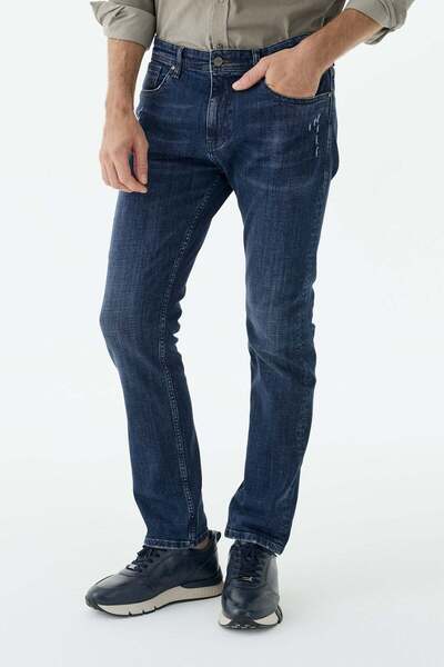 Jakamen Navy Blue Comfort Fit Jeans Denim Trousers