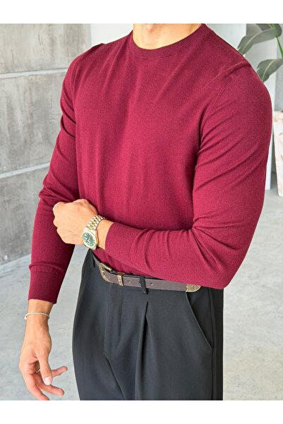 FO4RBS Basic Knitted Knitwear Long Sleeve m Claret Red