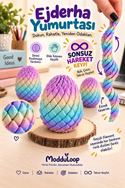 ModduLoop Stres Gideren Ejder Yumurtası Sonsuz Hareket - Renk Geçişli