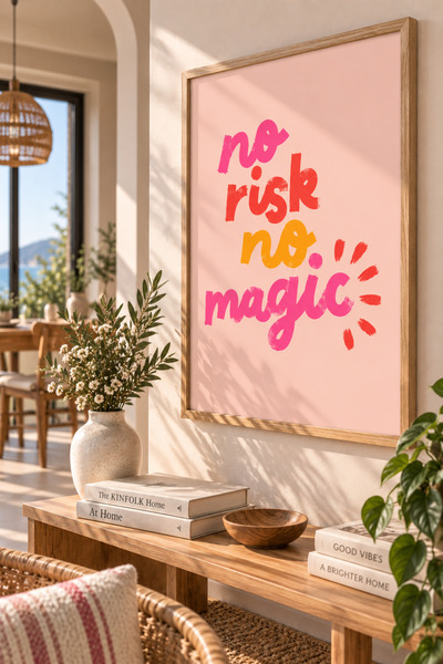 Pegziz Tablou înrămat „No Risk No Magic” – Pictură decorativă modernă de pere...