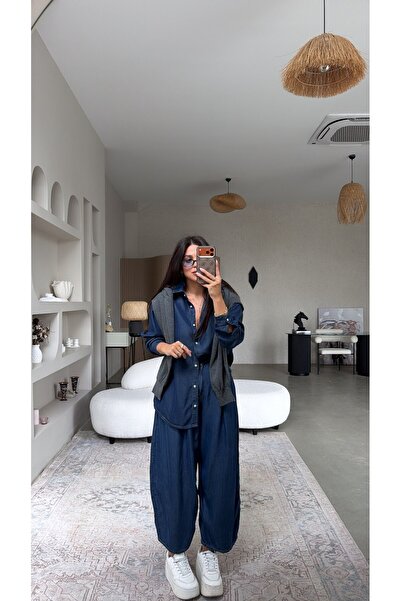 Buket Teke Blue Tensel Baggy Pants Shirt Set