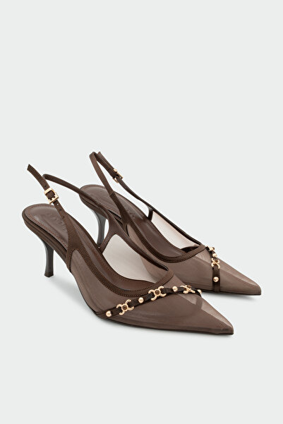 LAMİNTA Nadde Gold Accessory Detailed Aci Brown Women's Heeled Shoes