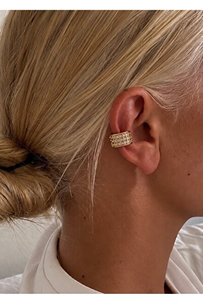 KİLİGİSTANBUL 3 SIRA TAŞLI EARCUFF, KIKIRDAK KÜPESİ (DELİKSİZ KULLANIM)