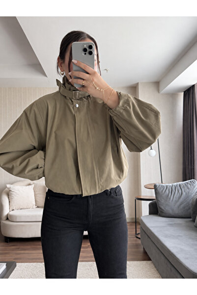 Ekim Store High Collar Plain Zippered Oversize Trench Jacket