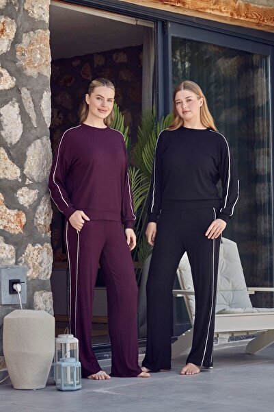 Cossy By Aqua Uzun Kol Biye Detay Homewear 2'li Takım CossybyAqua 27106-44 - ...