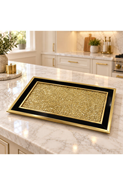 Avrora Mini Gold Simli Sunumluk Tepsi 31x17 cm